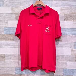 POLO Ralph Lauren Classic Fit Pocket Logo Shirt Red Short Sleeve Mens Large